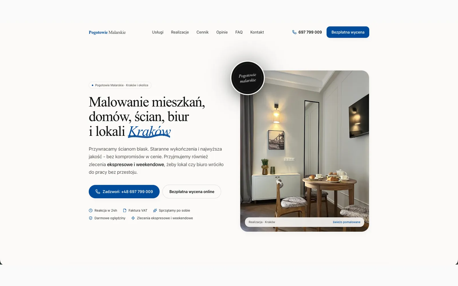 Realizacja Gekos: Pogotowie Malarskie — Malowanie mieszkań i biur (2026)